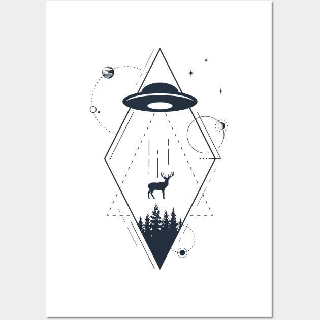 UFO. Double Exposure. Geometric Style Wall Art by SlothAstronaut